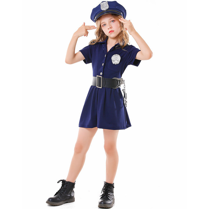 Mädchen Polizeikostüm mit Rock und Modischen Accessoires Echo Archiv