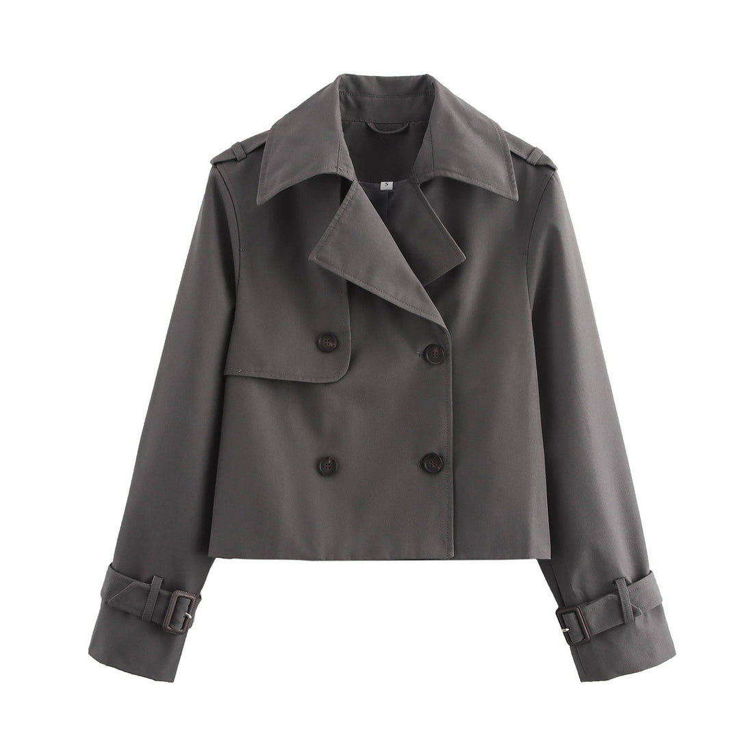 Damen Cropped Trenchcoat mit Doppelreihe und verstellbaren Manschetten Echoarchiv