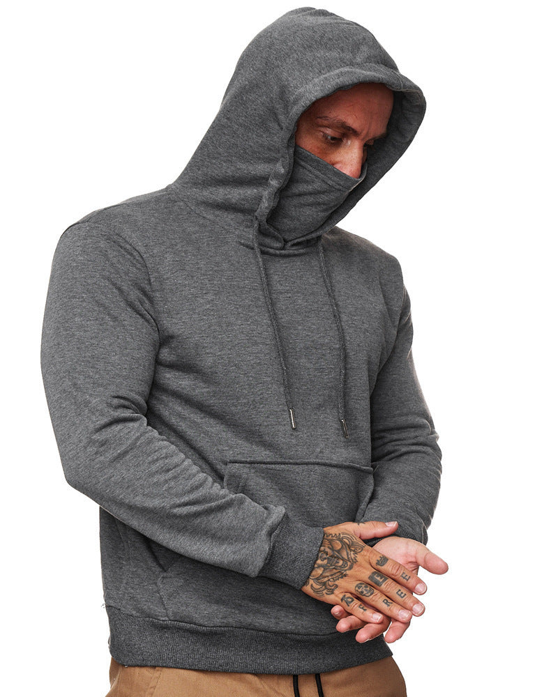 Herren nan Kapuzenpullover mit integriertem Schlauchkragen-Mundschutz, Kängurutasche und Rippbündchen Echo Archiv