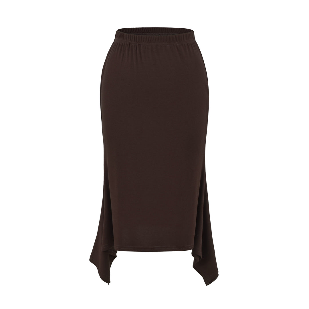 Damen Asymmetrischer Jersey-Midirock mit elastischem Bund und Zipfelsaum Echoarchiv