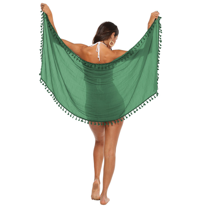 Damen luftiger Strand-Sarong mit verspielten Quasten Echo Archiv