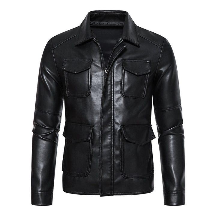 Herren modische Kunstlederjacke mit praktischen Taschen und modernem Schnitt Echoarchiv