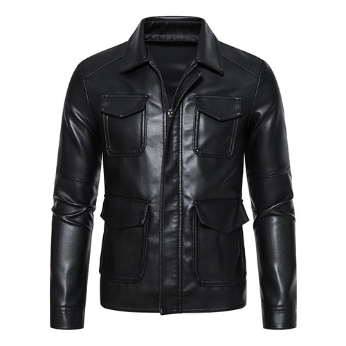 Herren modische Kunstlederjacke mit praktischen Taschen und modernem Schnitt Echoarchiv