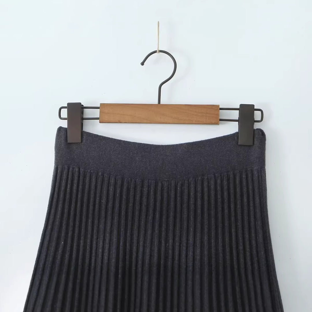 Damen Plissierter Maxirock mit hoher Taille und Elastikbund Echoarchiv