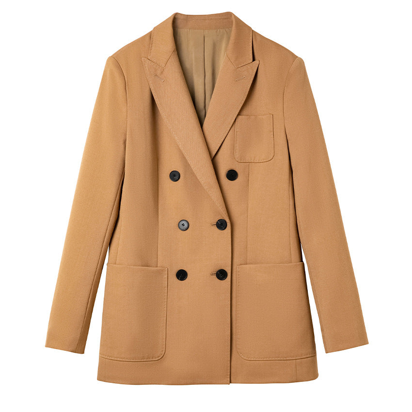 Damen Doppelreihiges Blazer‑Hosen‑Set aus Wollmischung mit legerem Oversize‑Blazer und hochtaillierter Bundfaltenhose Echoarchiv