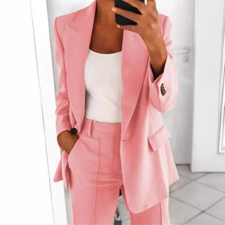 Damen Elegantes Zweiteiler-Blazer-Set mit weichem Fall und breitem Bein Echo Archiv