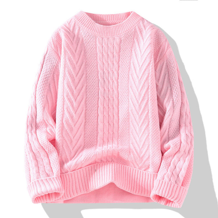 Herren Grobstrickpullover mit Zopfmuster und lässigem Schnitt Echoarchiv