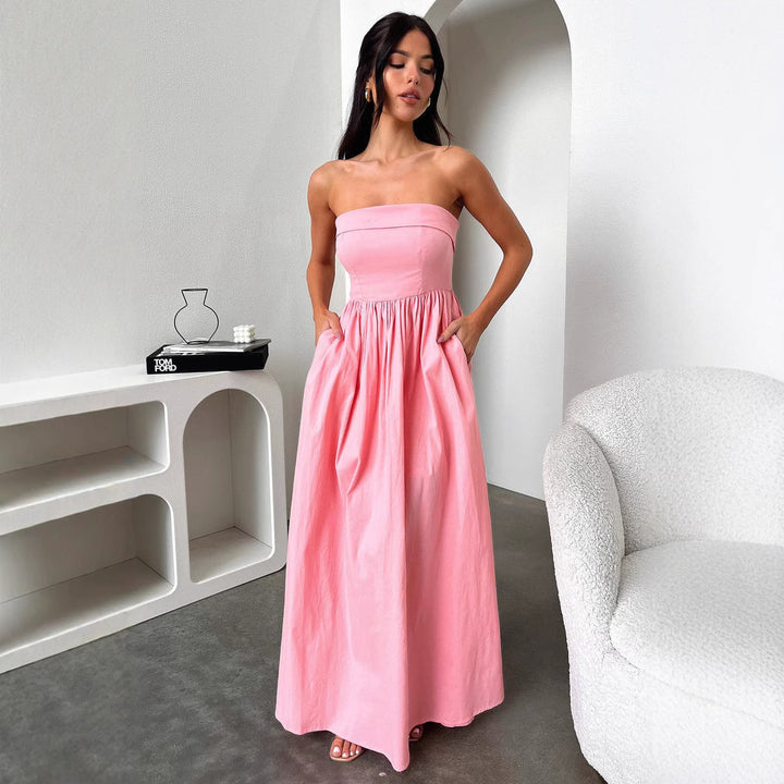 Damen Maxi-Kleid mit figurbetontem Oberteil und fließendem Rock Echo Archiv