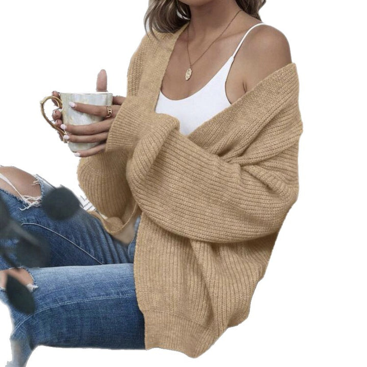 Damen Offener Oversize-Strickcardigan mit Raglanärmeln und feiner Rippenstruktur – Veloura
