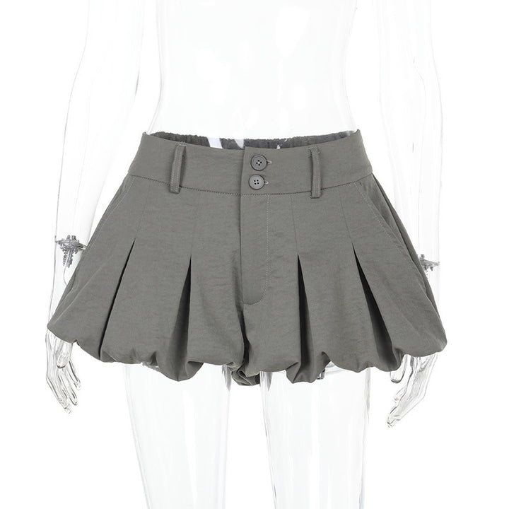 Damen modische Ballonshorts mit flatterndem Schnitt und dekorativen Knöpfen Echo Archiv