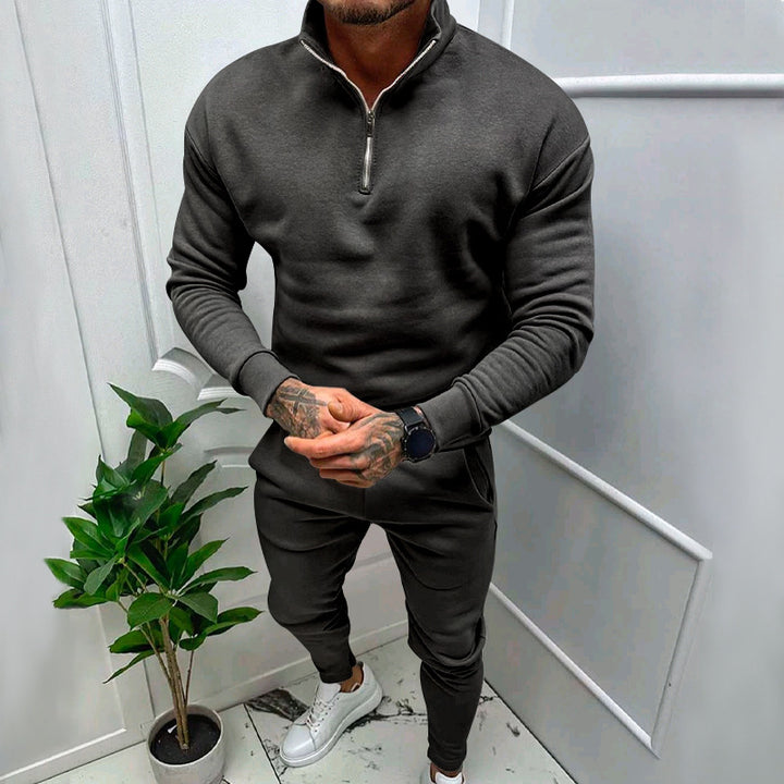 Herren nan athletisches Lounge-Set aus French Terry mit Halbzip-Stehkragen und konischer Jogginghose Echo Archiv