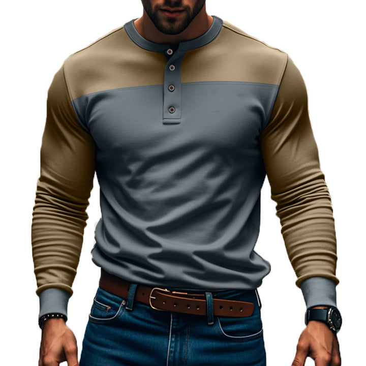 Herren nan funktionales Henley-Langarmshirt mit Raglanärmeln, verstärkter Knopfleiste und tailliertem Schnitt Echo Archiv