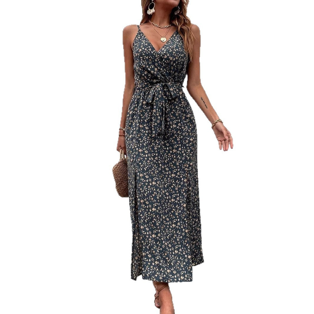 Damen Wickelkleid mit floralen Mustern und schmalen Trägern Echo Archiv