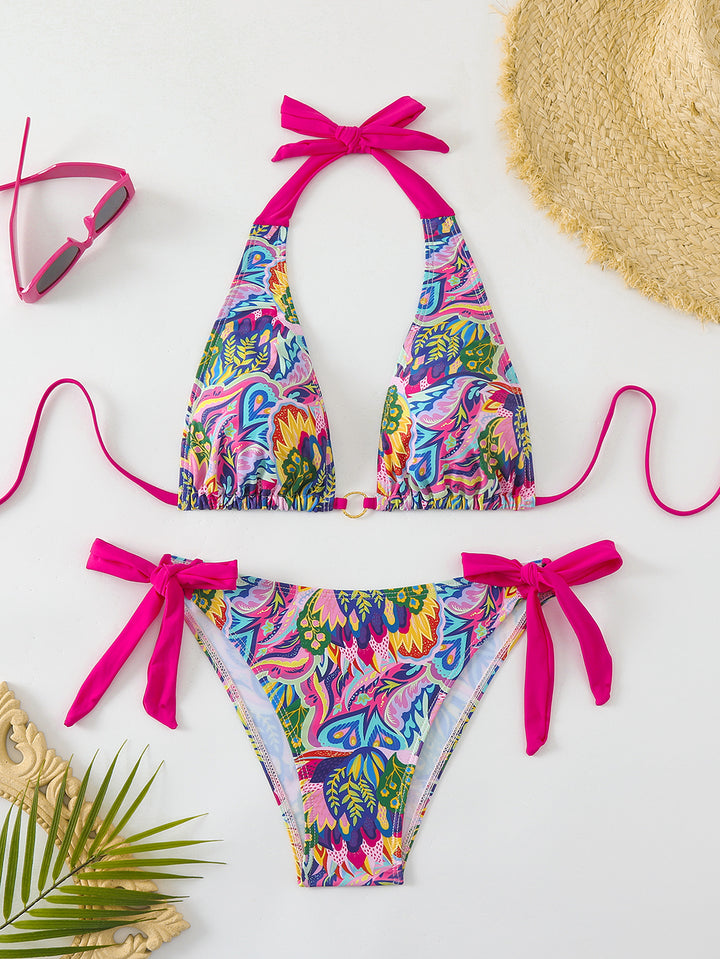 Damen Bikini-Set mit buntem Floral-Design und verstellbaren Bindebändern Echo Archiv