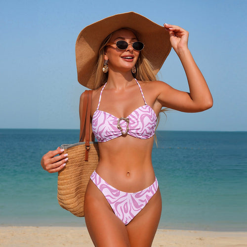 Damen Bikini-Set mit elegantem Ringdetail und floralem Muster Echo Archiv
