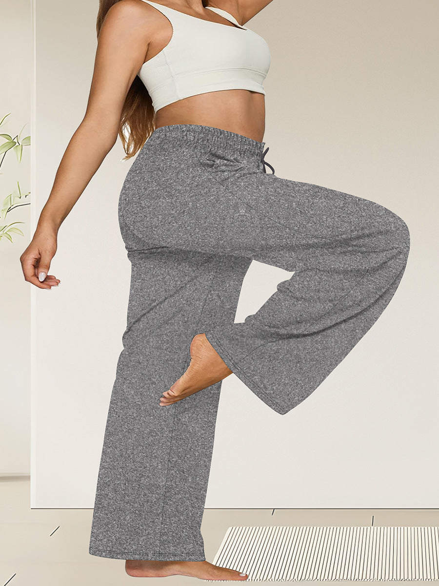 Damen Weite High-Waist Yogahose mit Leopardenmuster und Kordelzug echoarchiv-