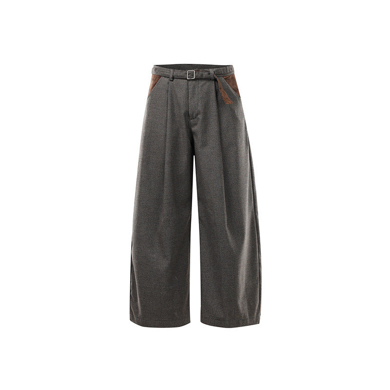 Damen Weite High Waist Culotte-Hose mit Gürtel und Kontrasttaschen Echoarchiv