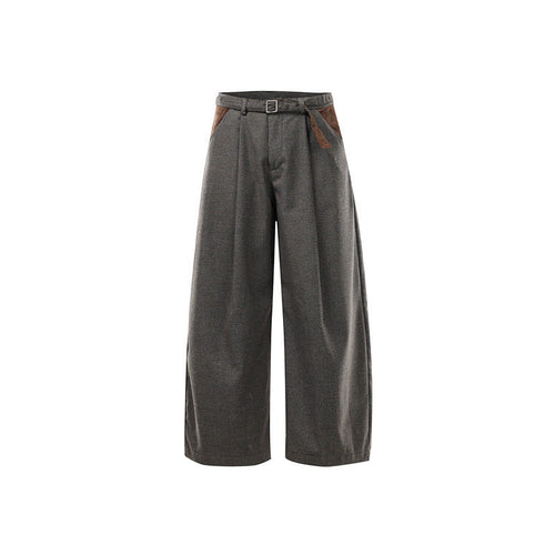 Damen Weite High Waist Culotte-Hose mit Gürtel und Kontrasttaschen Echoarchiv
