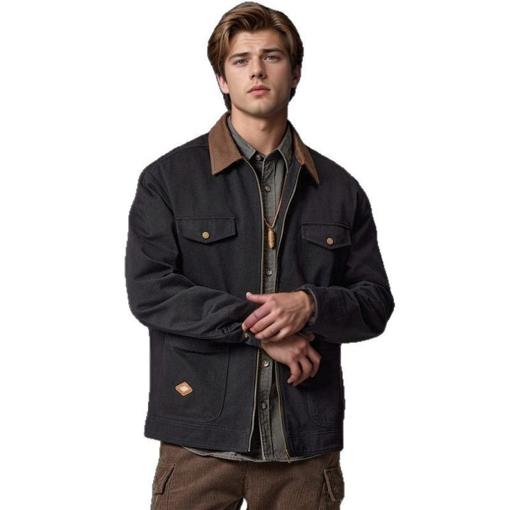 Herren Arbeitsjacke im robusten Look mit funktionalen Taschen und verstärktem Kragen Echoarchiv