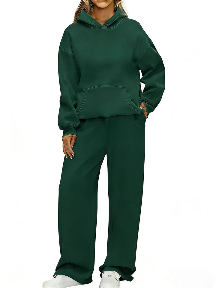 Damen nan Cozy-Loungewear-Set mit oversized Kapuzenpullover, Kängurutasche und weiten Palazzo-Jogginghose Echo Archiv