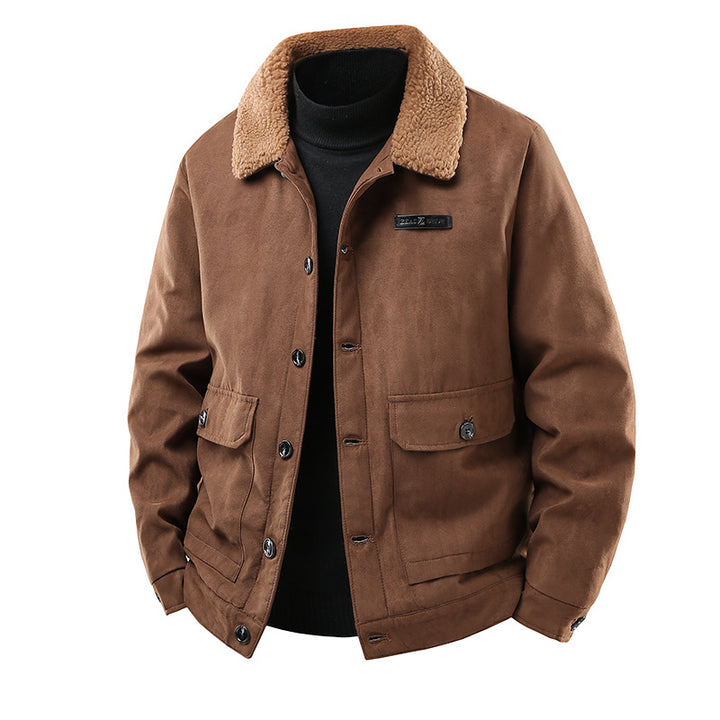 Herren Canvasjacke mit Teddykragen und aufgesetzten Taschen Echoarchiv