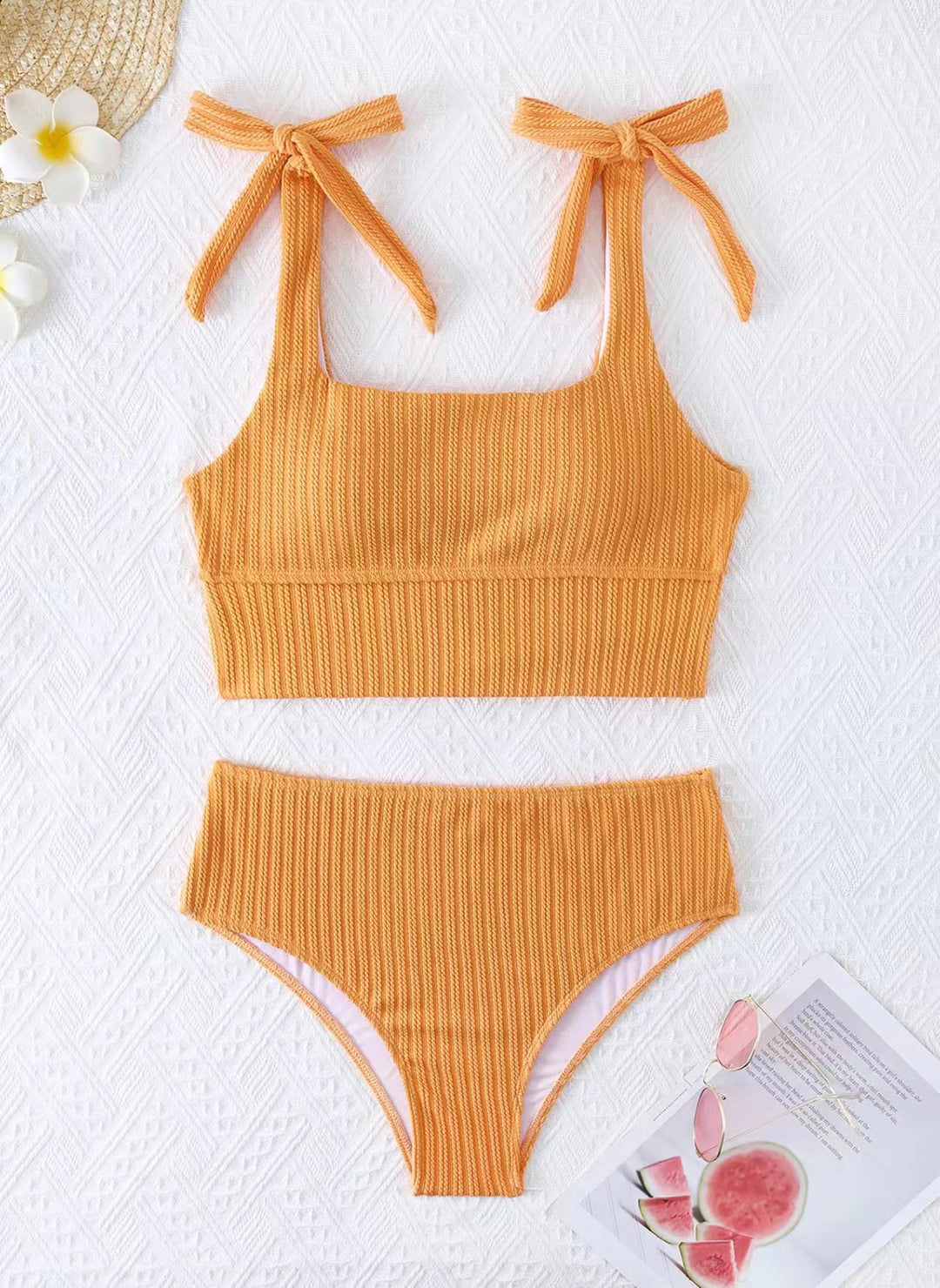 Damen Bikini-Set mit trendigem Rippdesign und verstellbaren Bindeträgern Echo Archiv