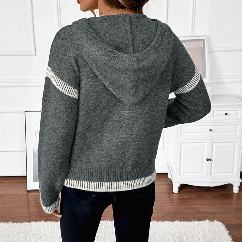 Damen Modischer Pullover mit Reißverschluss und Kapuze Echo Archiv