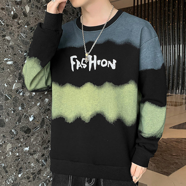 Herren Oversize Sweatshirt mit Batik-Effekt, Rundhals und Print – Marzano