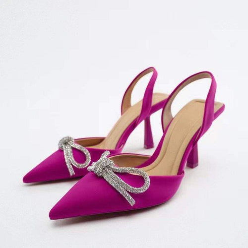 Damen nan elegante Slingback-Pumps mit spitzer Zehenkappe und funkelnder Strassschleife Echo Archiv