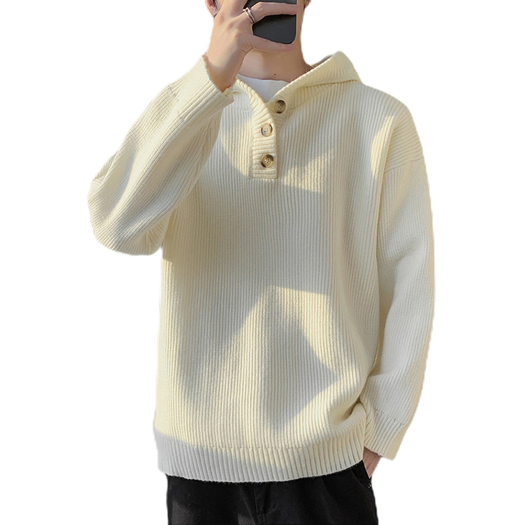 Herren Gemütlicher Hoodie mit Knopfdetails und Rippenstruktur Echo Archiv