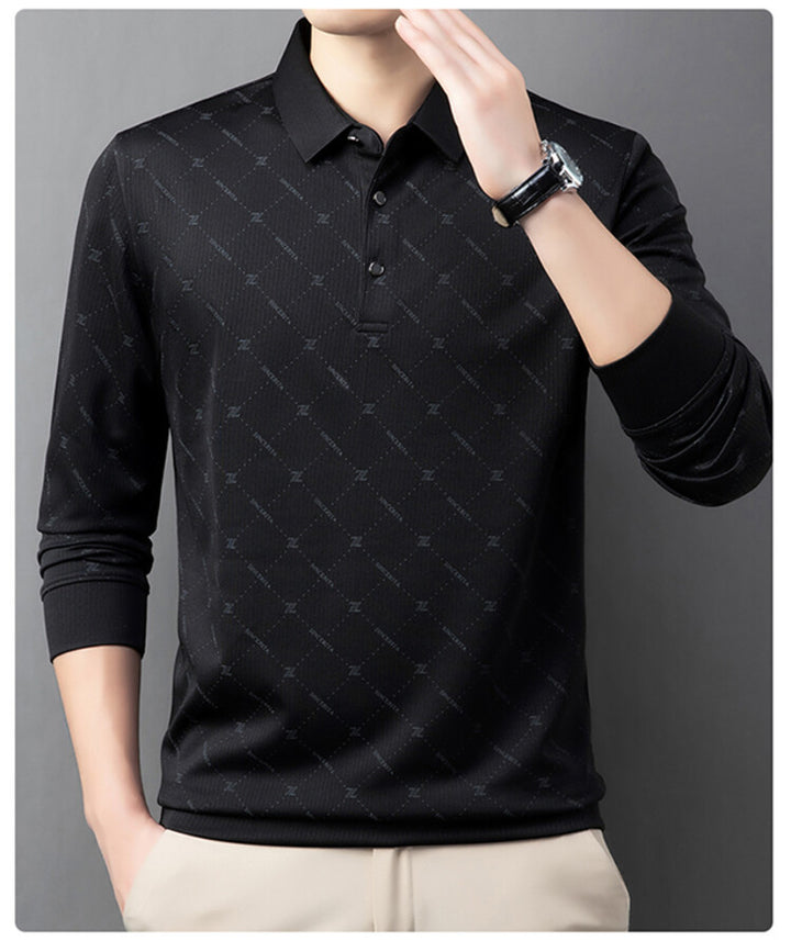Herren Langarm Poloshirt mit innovativem Muster und atmungsaktiven Eigenschaften Echoarchiv