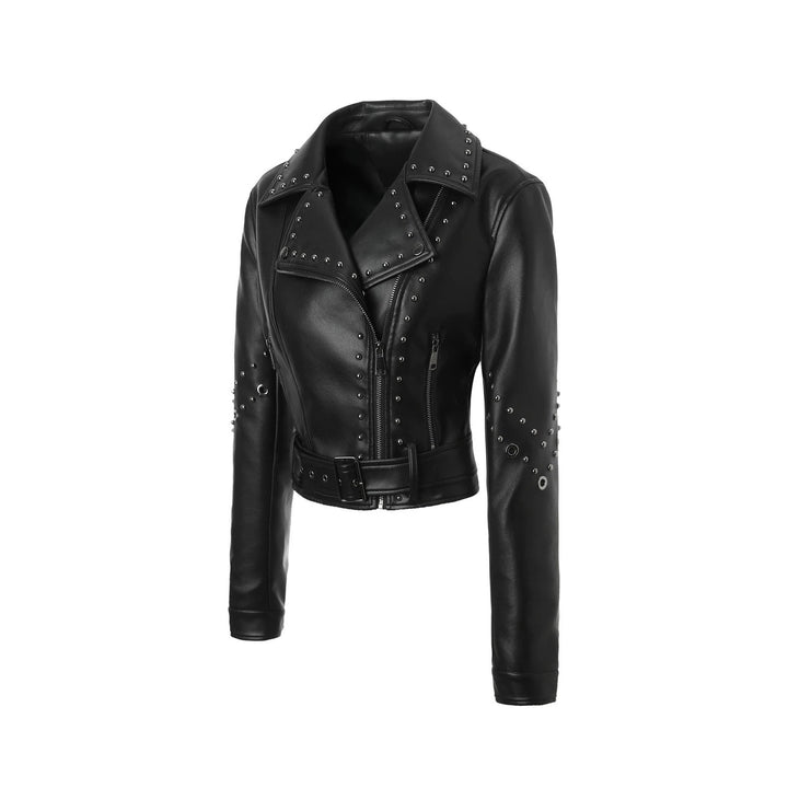 Damen Modische Bikerjacke mit Nieten Echo Archiv