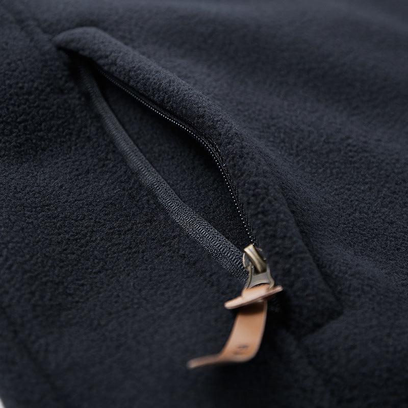 Herren Hochflor-Fleecejacke mit Sherpa-Innenfutter, Stehkragen und verdeckten Reißverschlusstaschen – Taviero