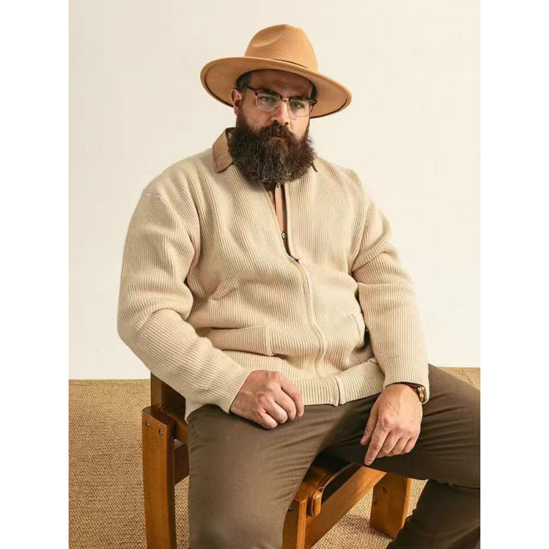 Unisex Oversized Boxy-Strickjacke mit verdecktem Reißverschluss und breiter Rippenstruktur Echoarchiv