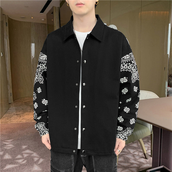 Herren Leichte Coachjacke mit Bandana-Print-Ärmeln und Druckknopffront Echoarchiv