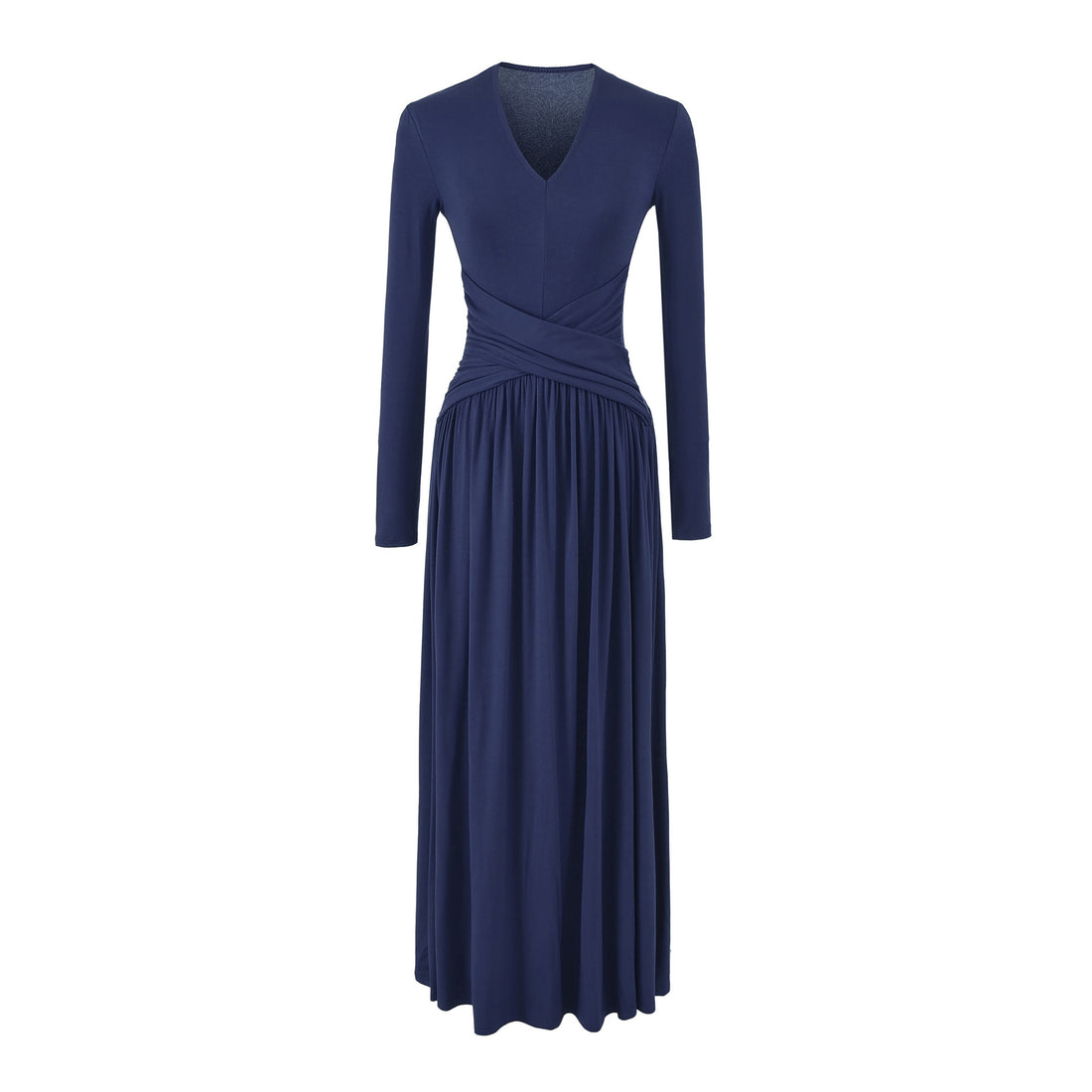 Damen V-Ausschnitt Maxi-Wickelkleid aus Jersey mit geraffter Taillenpartie Echoarchiv