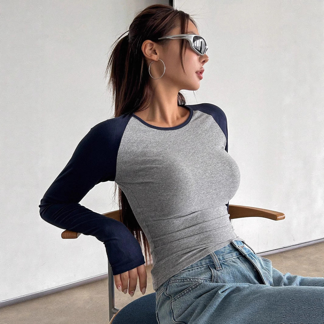 Damen Enganliegendes Raglan-Langarmshirt mit Stretch und Daumenloch – Avérine