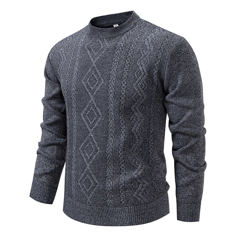 Herren nan gestrickter Rundhalspullover mit Rautenmuster und feinem Strukturstrick Echo Archiv