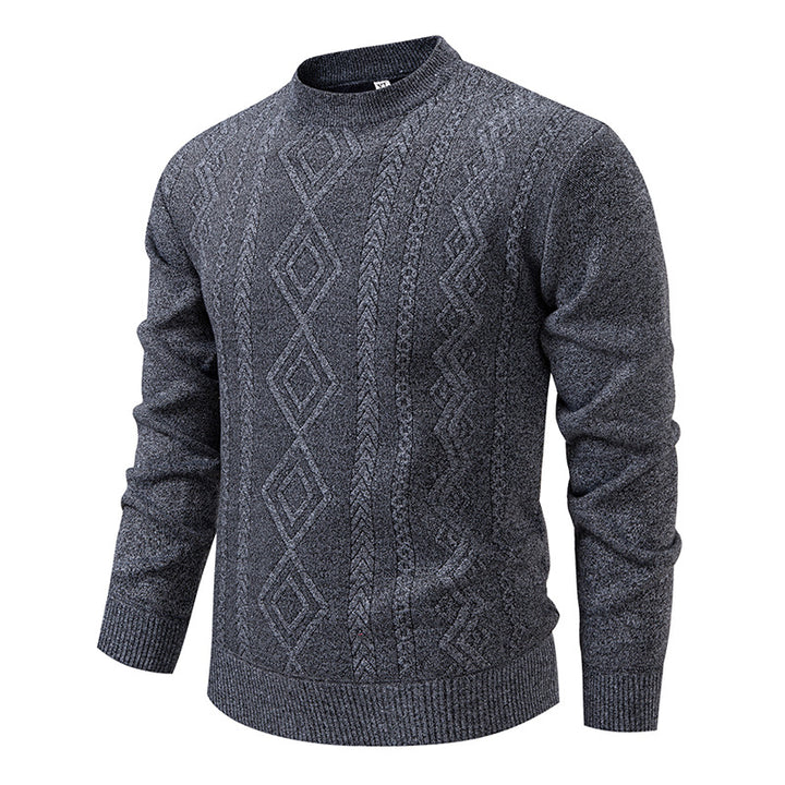 Herren nan gestrickter Rundhalspullover mit Rautenmuster und feinem Strukturstrick Echo Archiv