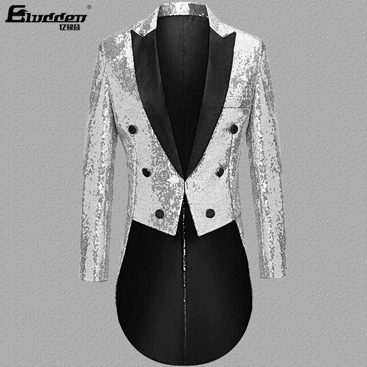 Herren Pailletten Blazer mit doppelter Knopfleiste und elegantem Revers Echoarchiv