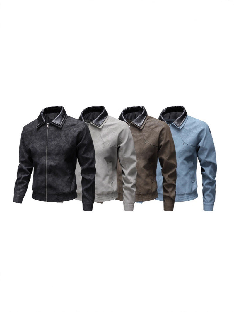 Herren Vintage-inspirierte Kunstleder-Blousonjacke mit kontrastkragen Echo Archiv