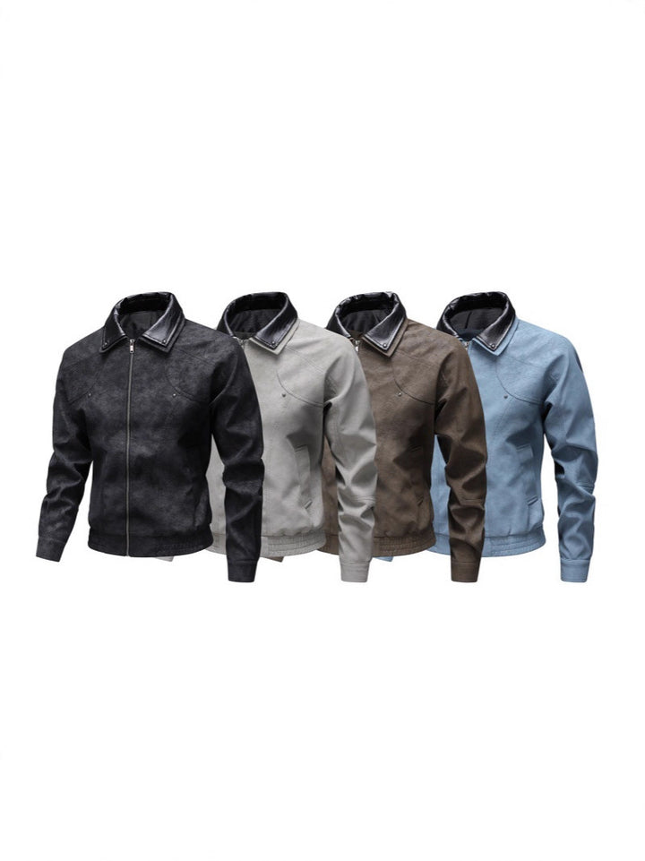 Herren Vintage-inspirierte Kunstleder-Blousonjacke mit kontrastkragen Echo Archiv