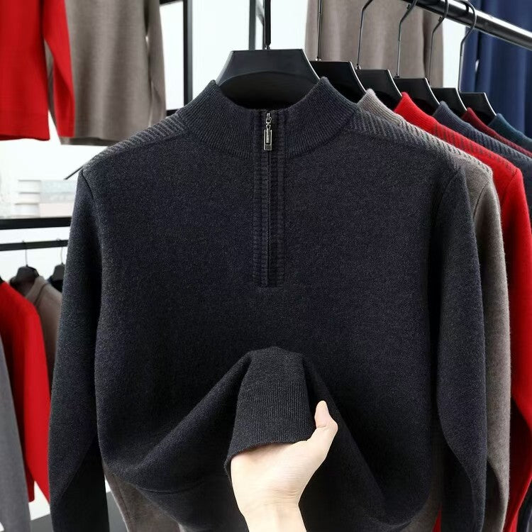 Herren funktionaler Rollkragenpullover mit halbzipper und strukturiertem Design Echoarchiv