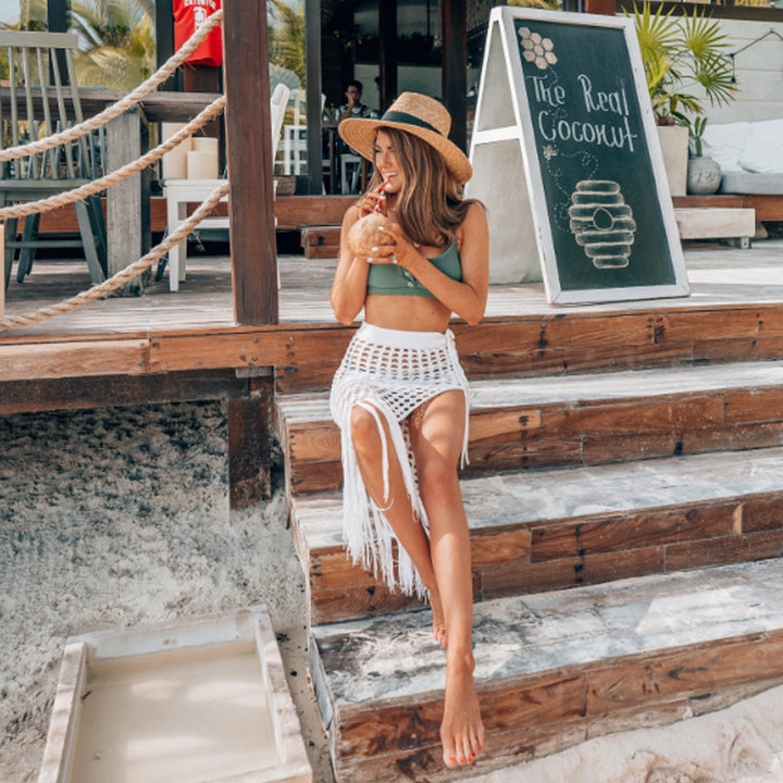 Damen Strandsarong mit trendigem Netzdesign und Fransen Echo Archiv