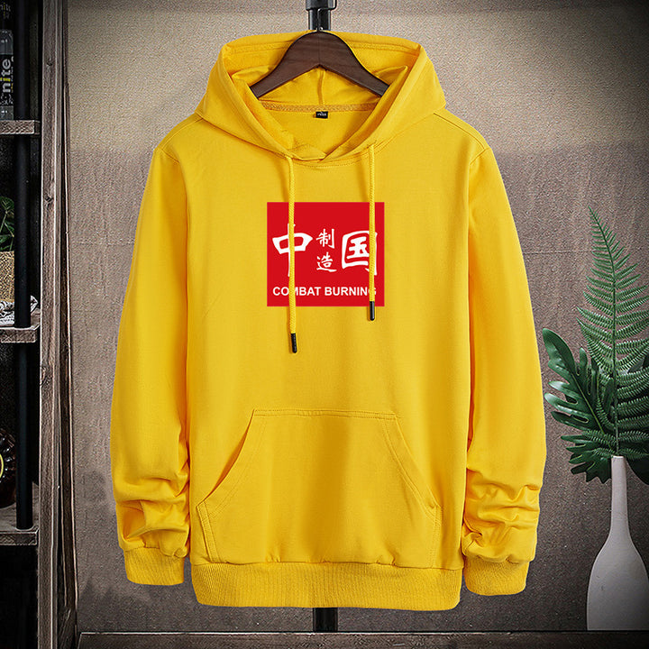Herren lässiges Kapuzen‑Sweatshirt mit Kängurutasche und Statement‑Print – Cavarno