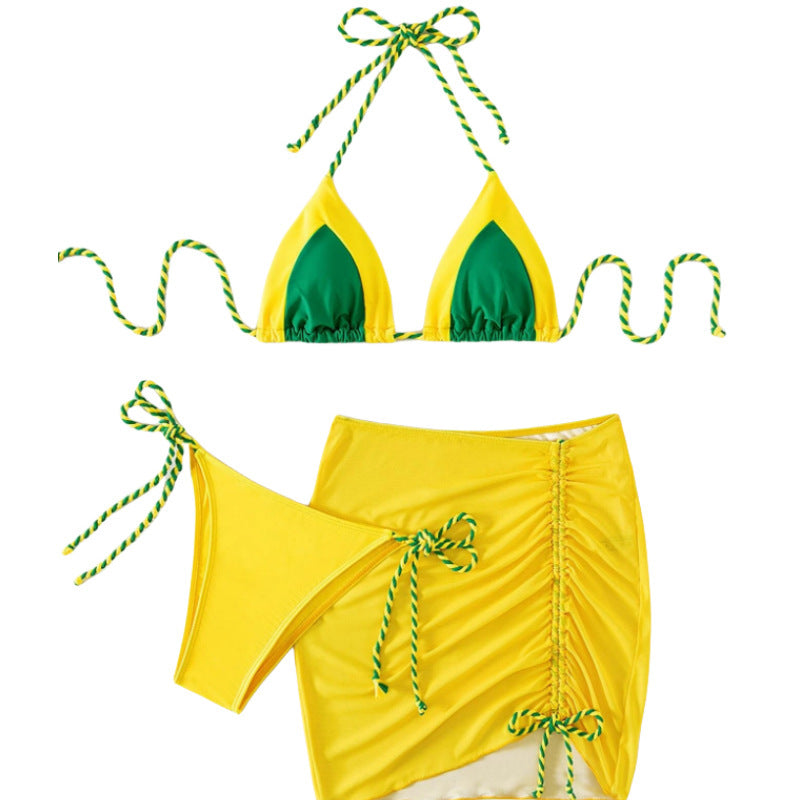 Damen Triangel-Bikini mit Wickelrock und Bänder Echo Archiv