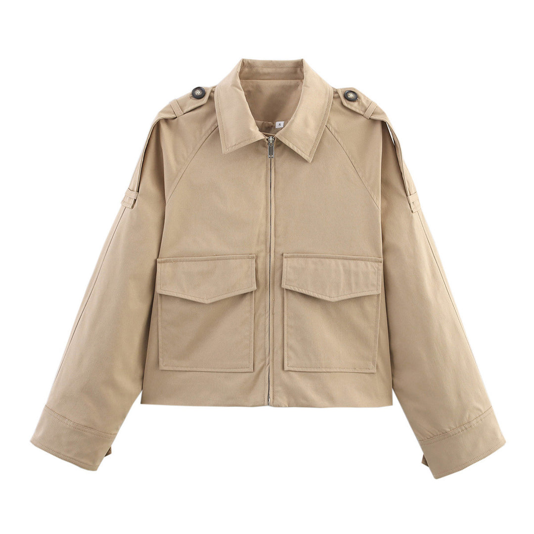 Damen Kurzjacke im Utility-Stil mit Reißverschluss, aufgesetzten Pattentaschen und Schulterklappen Echo Archiv