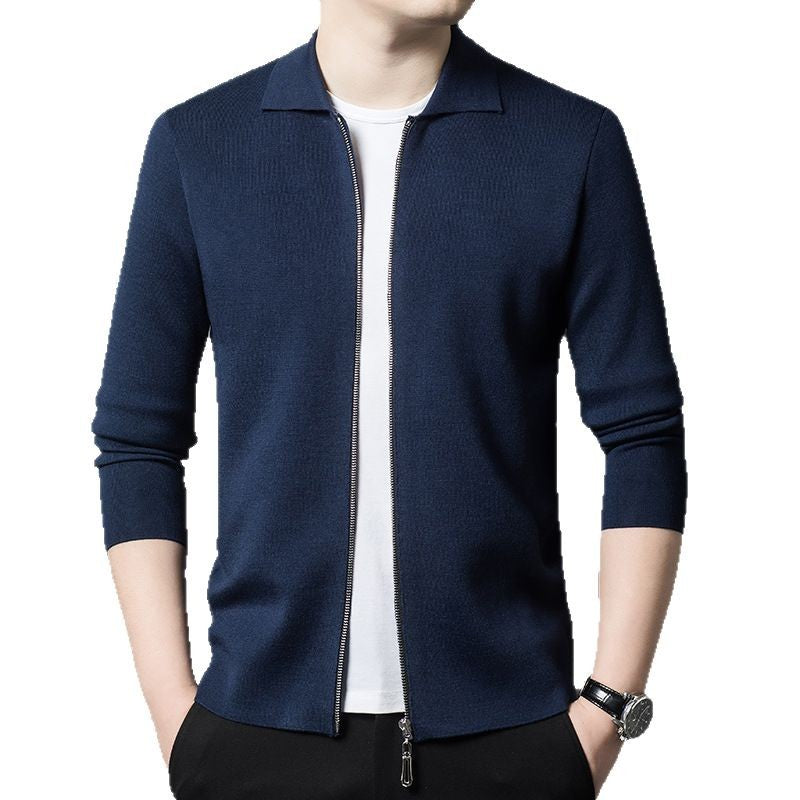 Herren modischer Strickpullover mit durchgehendem Reißverschluss Echoarchiv