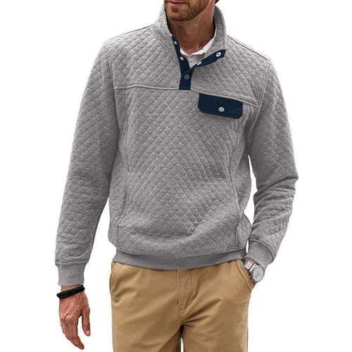 Herren sportlicher Fleece-Pullover mit praktischem Reißverschluss und Knopfleiste Echoarchiv