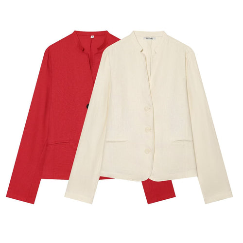 Damen Leichte taillierte Blazerjacke mit Stehkragen und Drei-Knopf‑Verschluss Echo Archiv